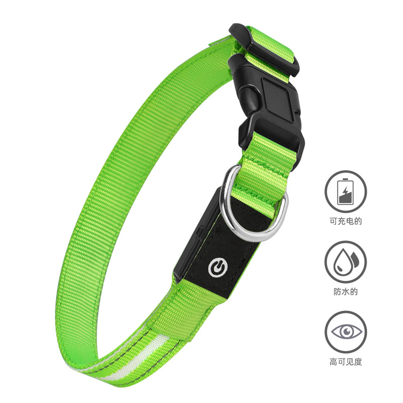 LED新款發(fā)光項圈寵物狗貓咪項圈脖圈USB充電夜間遛狗發(fā)光寵物帶