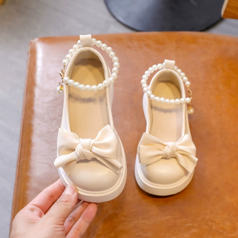 Children's shoes for black leather for princess English style, British style, soft sole