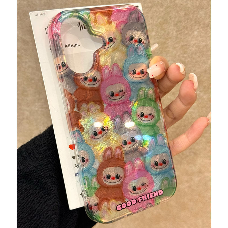 Colorful Cartoon Pleated Iphone16Promax Shell Apple 11/12/13/14/15 Anti-Fall Japanese and Korean Women