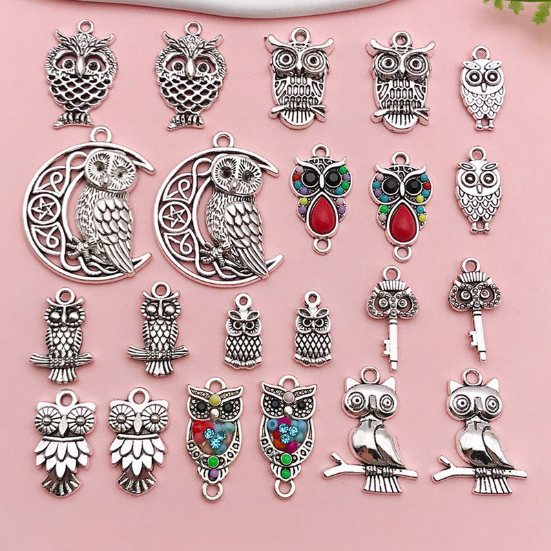 Alloy 1 owl ins style pendant DIY handmade jewelry key chain bracelet necklace earrings accessories