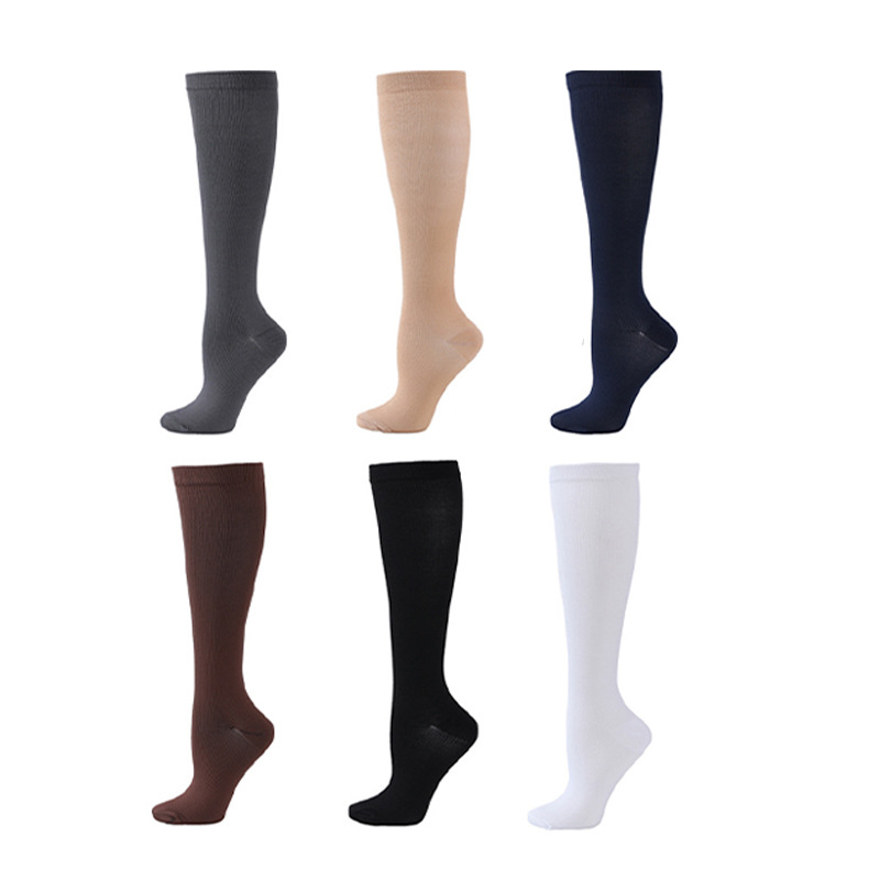 Transfronterizo para calcetines de compresión de color sólido para hombres y mujeres adultos calcetines deportivos fitness correr deportes calcetines de compresión en stock al por mayor