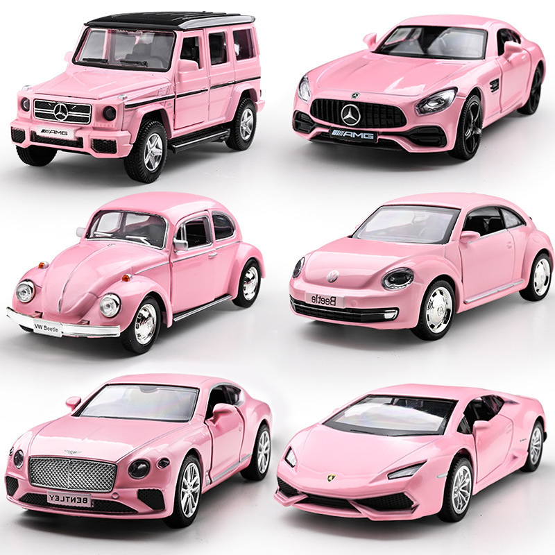 Children's Toy Car for Girls, Sports Car, Realistic Pull-Back Alloy Car Model for 2-3 Year Old Boys and Girls