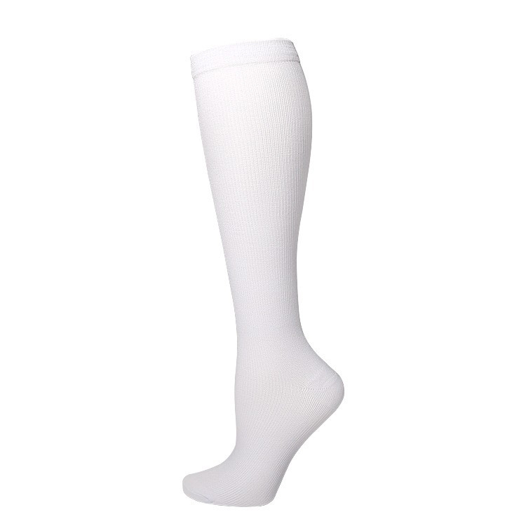 Calcetines de compresión transfronterizos para mujer, calcetines deportivos elásticos de compresión para correr, calcetines de compresión planos de color sólido para enfermeras con soporte para venas.