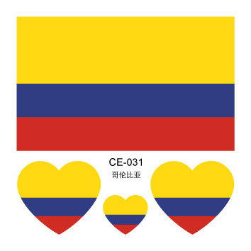 Colección completa de banderas nacionales Spot Juegos del Día Nacional Pegatinas de bandera de amor Pegatinas de tatuajes Pegatinas faciales impermeables para hombres y mujeres Pegatinas de actividad