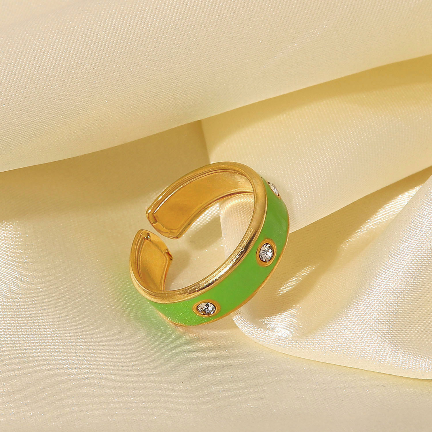 304 Stainless Steel Material Wholesale Jewelry Fashion Geometric 304 Stainless Steel Zircon Ring