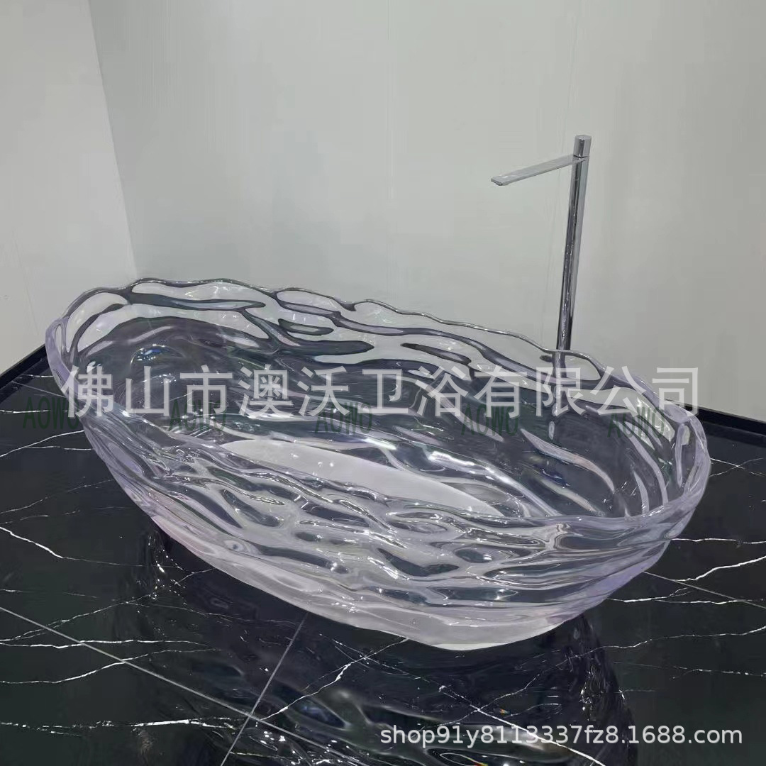 Onda de agua bañera de resina transparente bañera de cristal colorida forma de onda bañera de forma especial rojo en línea el mismo color