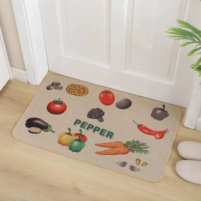Avtomobil döşəmə paspasları — Mats Diatom Mud Jute Carpets - colorful-fruits-and-vegetables-3040cm