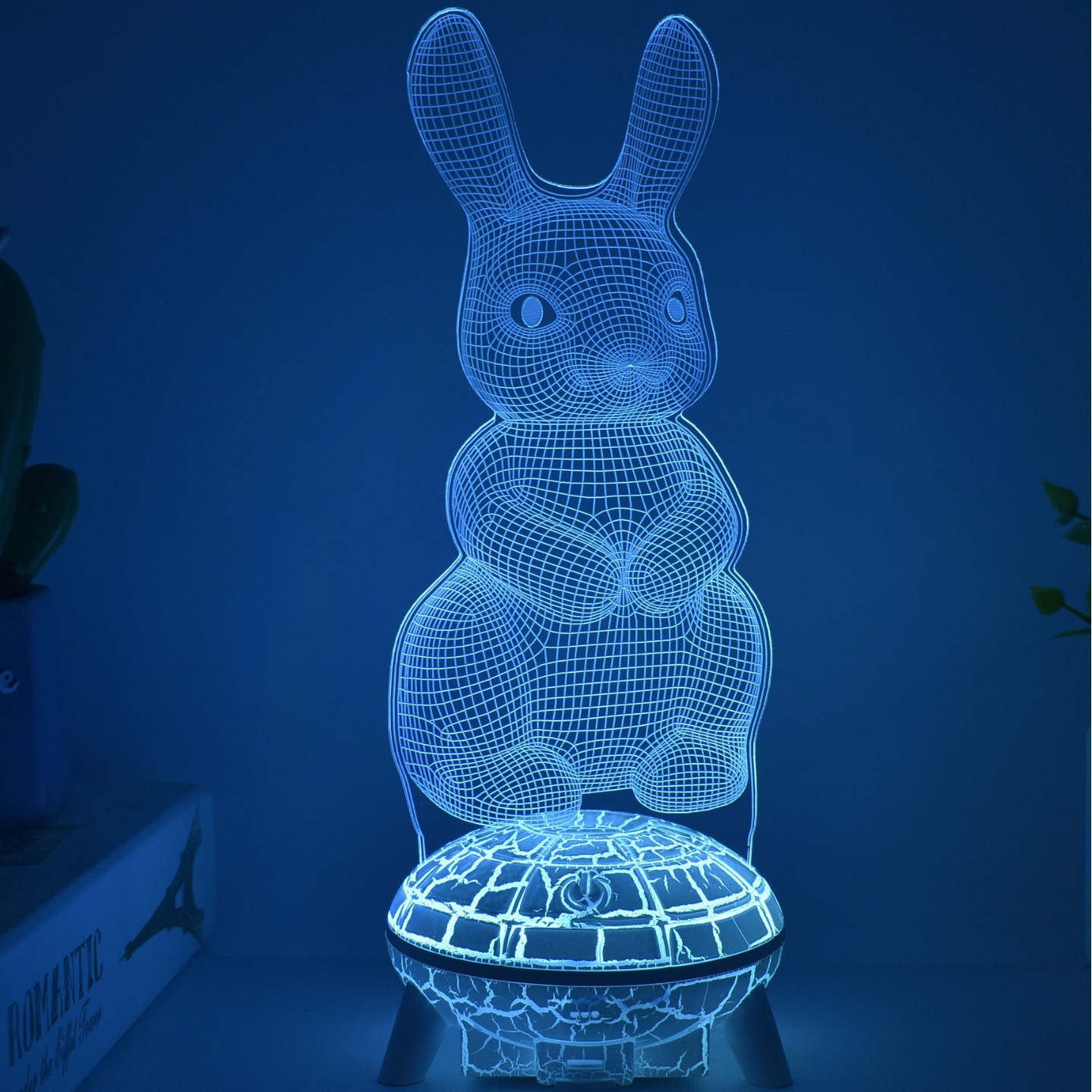 New Animal 3D Small Night Lamp Rabbit Colorful UFO Creative Decorative Light Painting Desk Ornament Gift