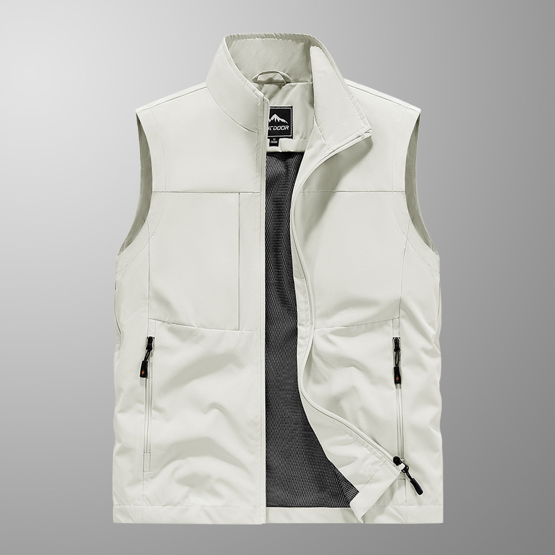 Chaleco casual transfronterizo de gran tamaño, chaleco transpirable de secado rápido con cuello alto para jóvenes y de mediana edad, chaleco de nailon, chaleco sin mangas para hombres