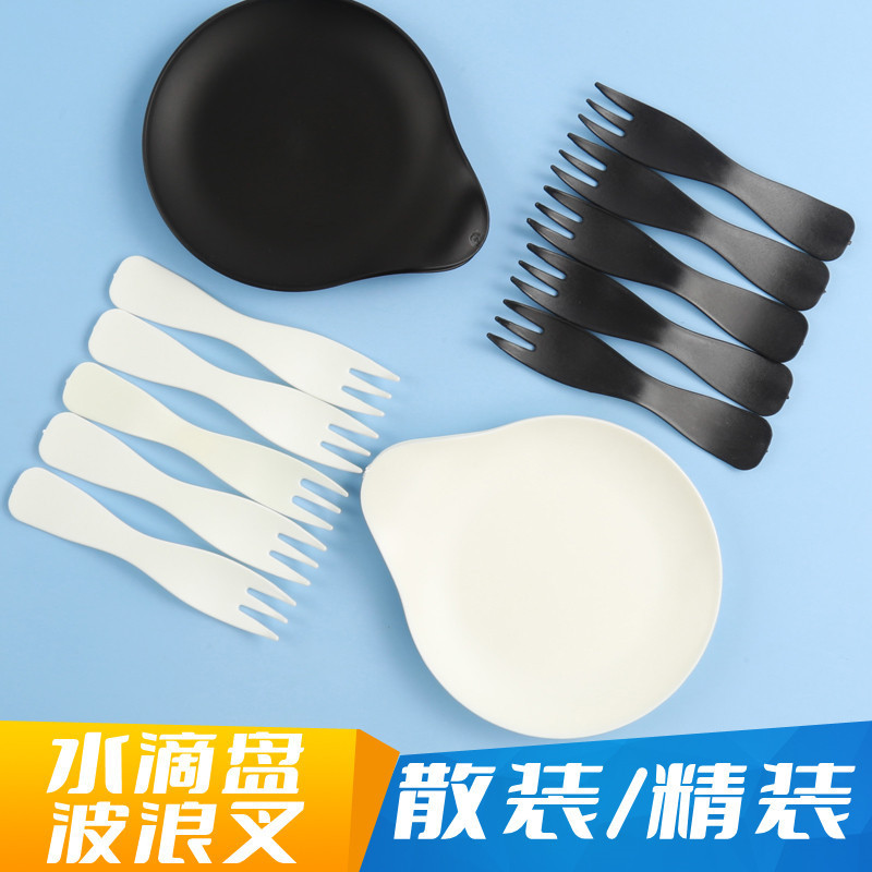 Birthday cake plate water drop plate wave fork bulk cake tableware plate fork disposable tableware suit 5 Pack Birthday cake plate water drop plate wave fork bulk cake tableware plate fork disposable tableware suit 5 Pack