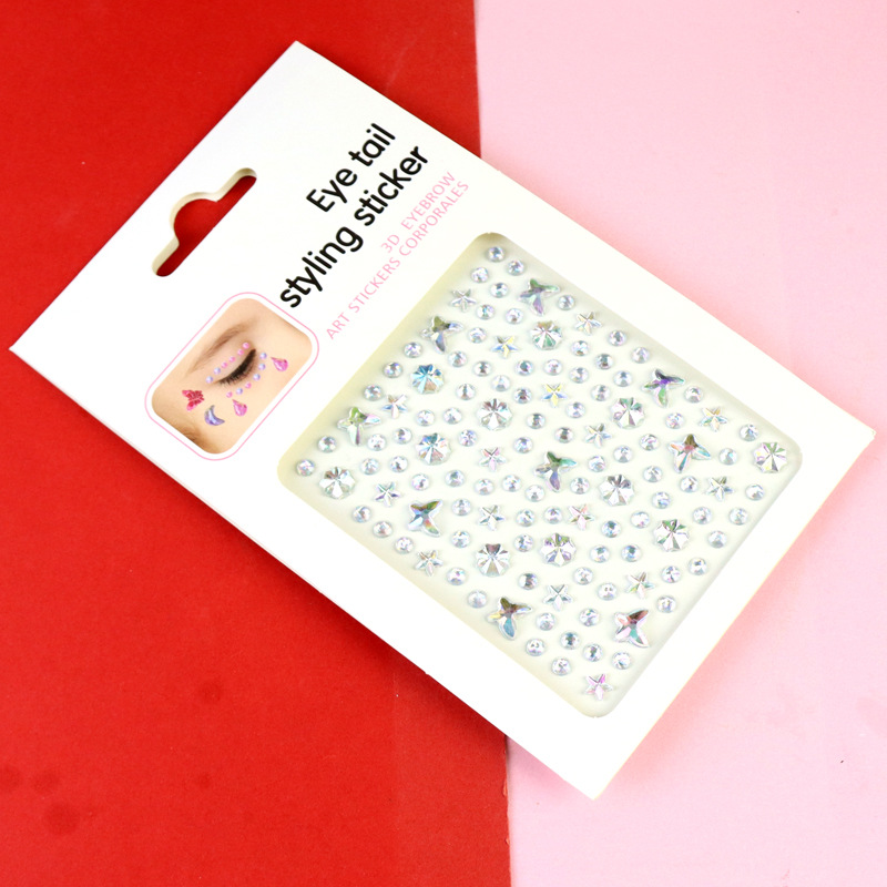 Transfronterizo AB diamantes coloridos joyas de maquillaje de ojos maquillaje facial pegatinas de diamante para niños espectáculo de escenario pegatinas faciales pegatinas de cristal perlas