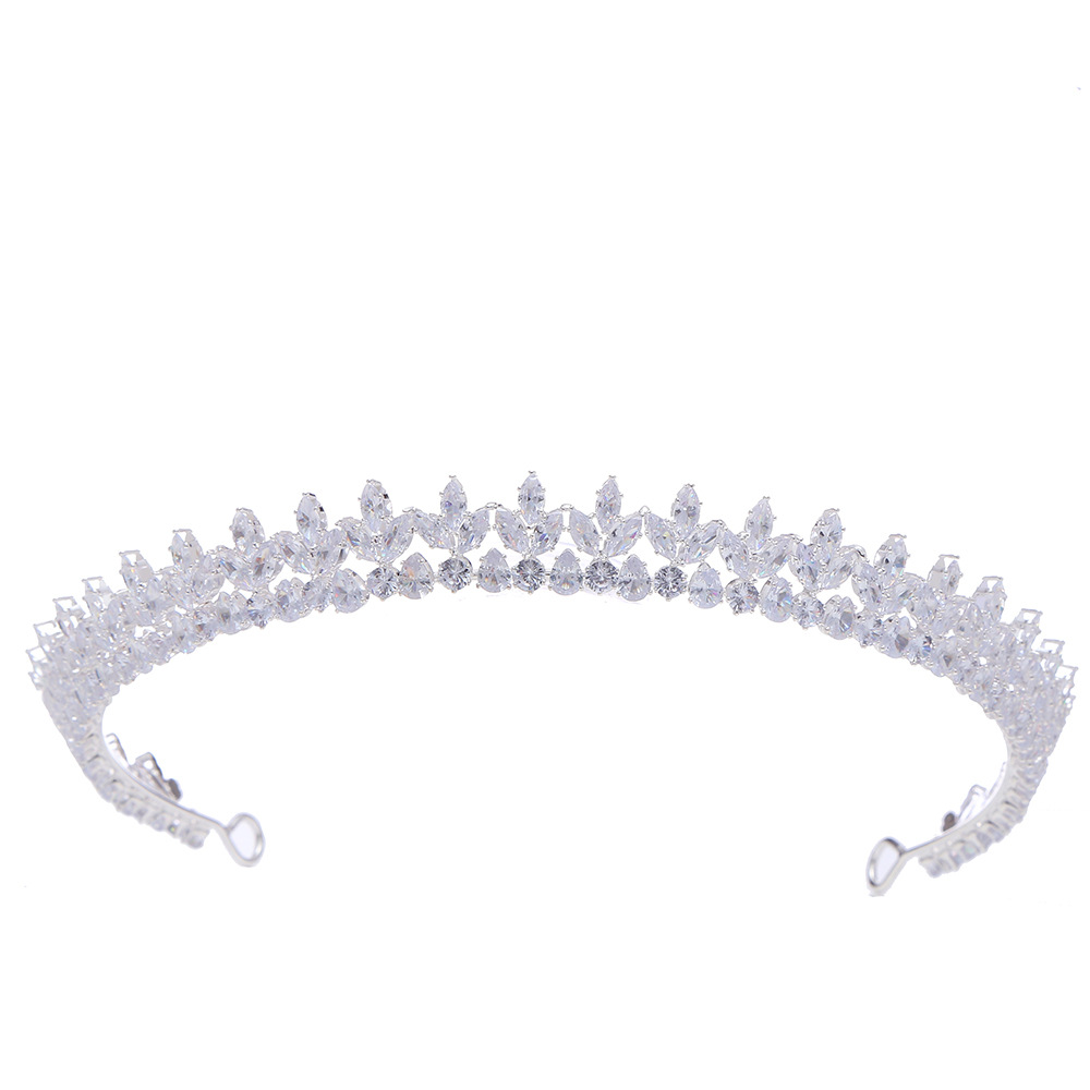 欧米の花嫁の王冠の越境する豪華なジルコンの王女の王冠の結婚祝いの祝日の頭飾りのカチューシャのウェディングドレスの装飾