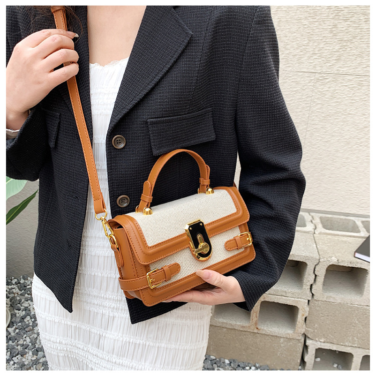 Bolso bandolera de alta gama con diseño de nicho, multicolor, de moda, con bloques de color, pequeño y cuadrado, con múltiples bolsillos para mujer.