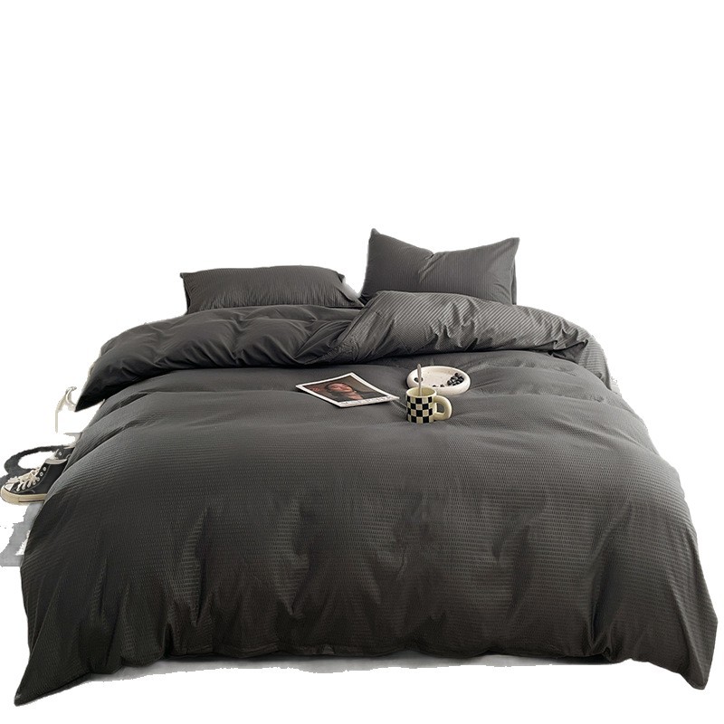 Parure de lit waffle, housse de couette et drap en coton doux_voghion.com