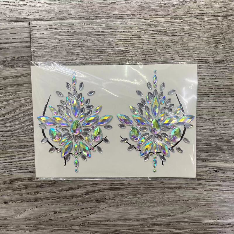 Diamond acrylic rhinestone women face stickers temporary tattoo fake tattoo stickers chest jewelry crystal face decoration