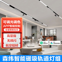华雄磁吸轨道灯嵌入式泛光灯氛围射灯调光调色无主灯设计智能明装