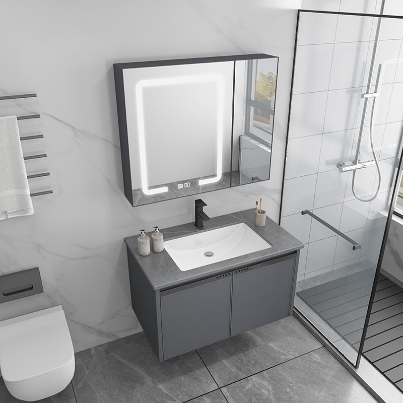 Gabinete de baño de aluminio de espacio de cerámica integrado baño Baño gabinete de baño lavabo combinación de lavabo