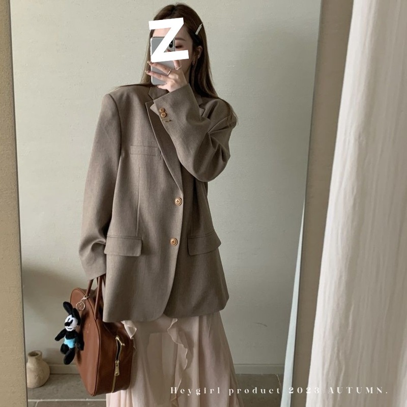 秋季外套山秋叶高级感廓形小西装女新款洋气穿搭老爹西服|undefined