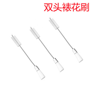 Double-headed steel decorating brush 304 stainless steel decorating device cleaning nylon brush baking tools wholesale