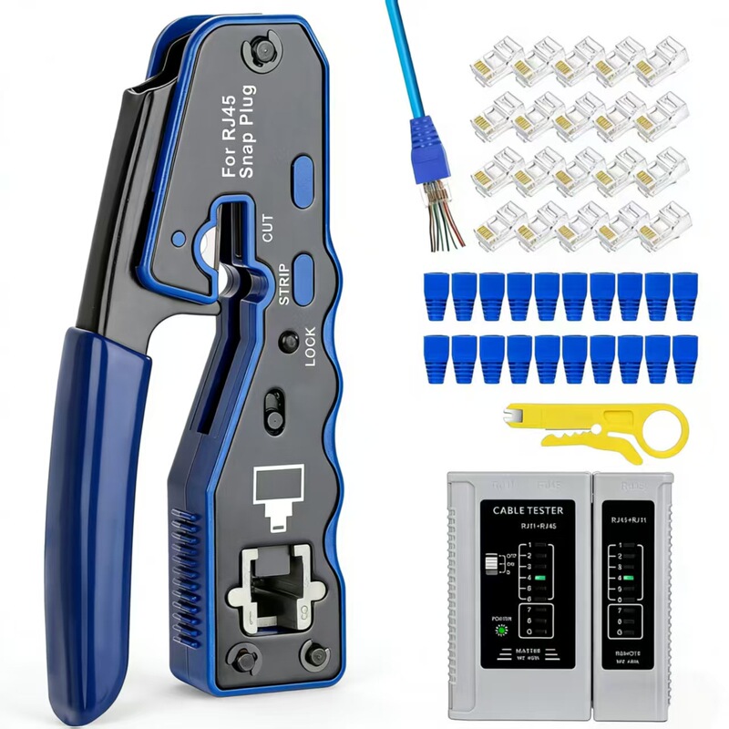 Rg45 Crimping Tool Straight-Through Ethernet Crimping Tool Suitable for Cat5/Cat6 Modular Plug Sets