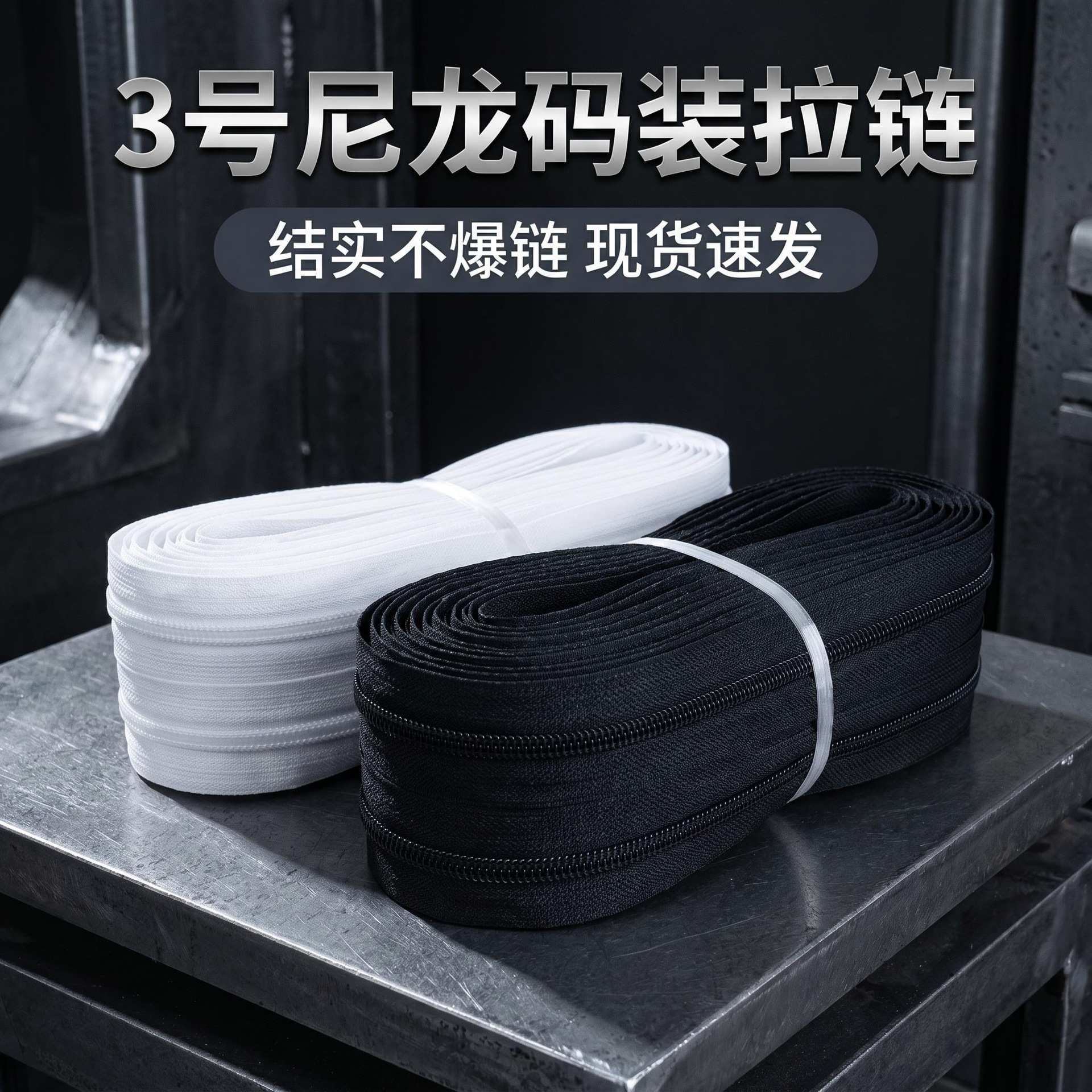 厂家供应 3号尼龙拉链 黑白码装拉链现货速发 家纺抱枕被套拉链
