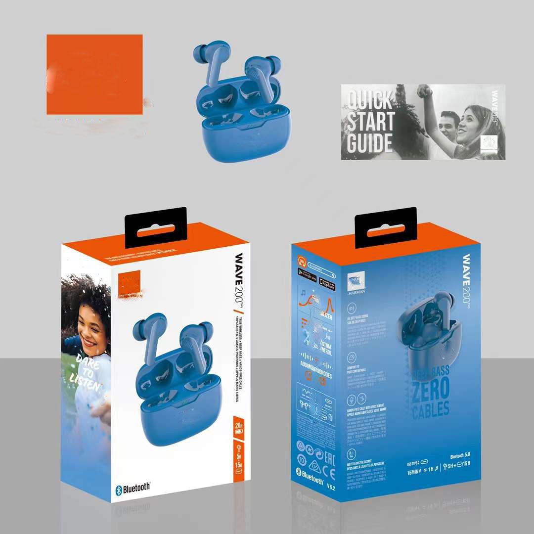 Cross-border New Wave200 TWS True Wireless Bluetooth Headset Small Crystal Bean Sports Bass In-ear Earplugs