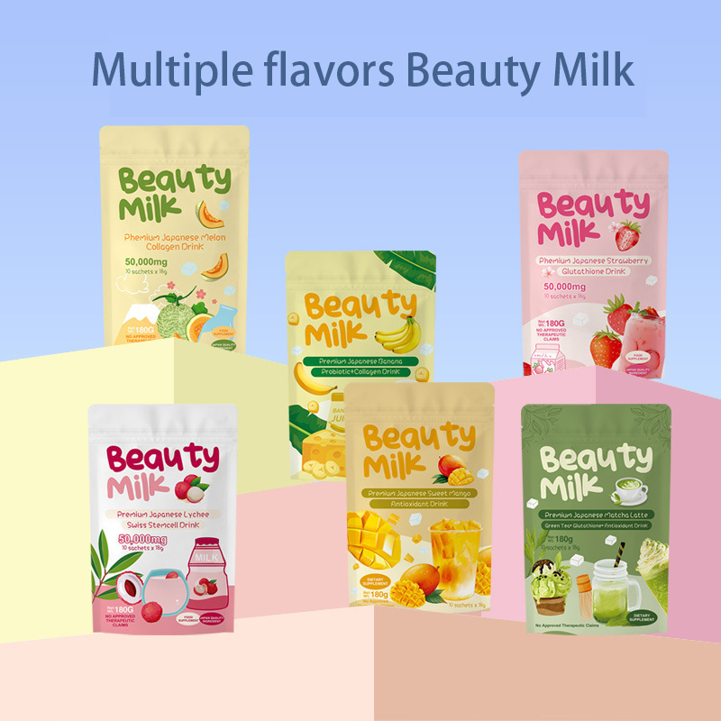 Litchi Flavored Beauty Milk Strawberry Collagen Powder Is a Hot-Selling Foreign Trade Product in Southeast Asia Litchi Flavored Beauty Milk Strawberry Collagen Powder Is a Hot-Selling Foreign Trade Product in Southeast Asia