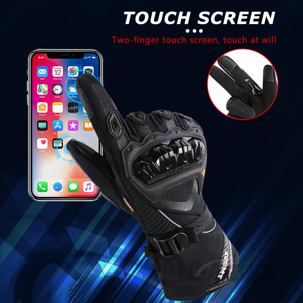 Guantes de ciclismo de motocicleta, caballero al aire libre, pantalla táctil a prueba de caídas, coche de carreras, invierno cálido, guantes impermeables a prueba de viento