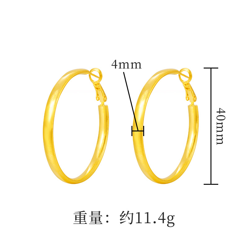Nueva aleación de cobre pendientes brillantes pendientes de Círculo de las mujeres simple imitación de oro anillo liso pendientes grandes del todo fósforo suministro directo de fábrica