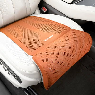 Haval Car Seat Cushion with Integrated Leg Rest, Suitable for All Models, with Comfortable Lychee Pattern, Extended Leg Rest, Comfortable and Suitable for All Seasons (Seat cushion, seat cover) - d-type-leg-rest-hermes-orange-single