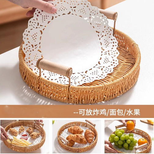 Bandeja de ratán, plato de frutas japonés, canasta de pan de lujo ligero para el hogar, canasta de pan al vapor, canasta de desayuno, canasta de bocadillos de picnic de bambú