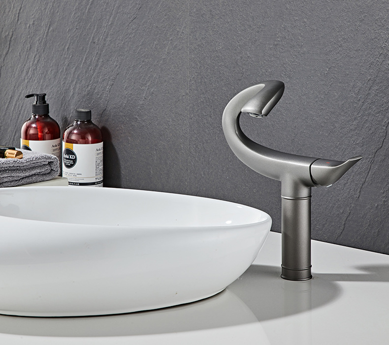 New cross-border black and gold all-copper washbasin, creative faucet, personalized hot and cold water top basin and bottom basin faucet undefined