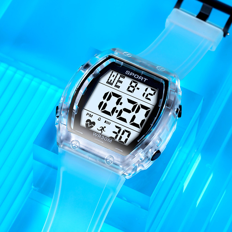 Cool gran pantalla barril de vino nocturna transparente reloj electrónico de alarma de cronómetro multifuncional para estudiantes reloj electrónico al por mayor