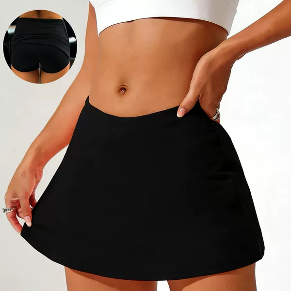 2026 New European and American Cross-Border Sports Short Skirt Tennis Skirt Women's Low-Waist Mini Sexy Elastic Anti-Exposure Skirt Pants