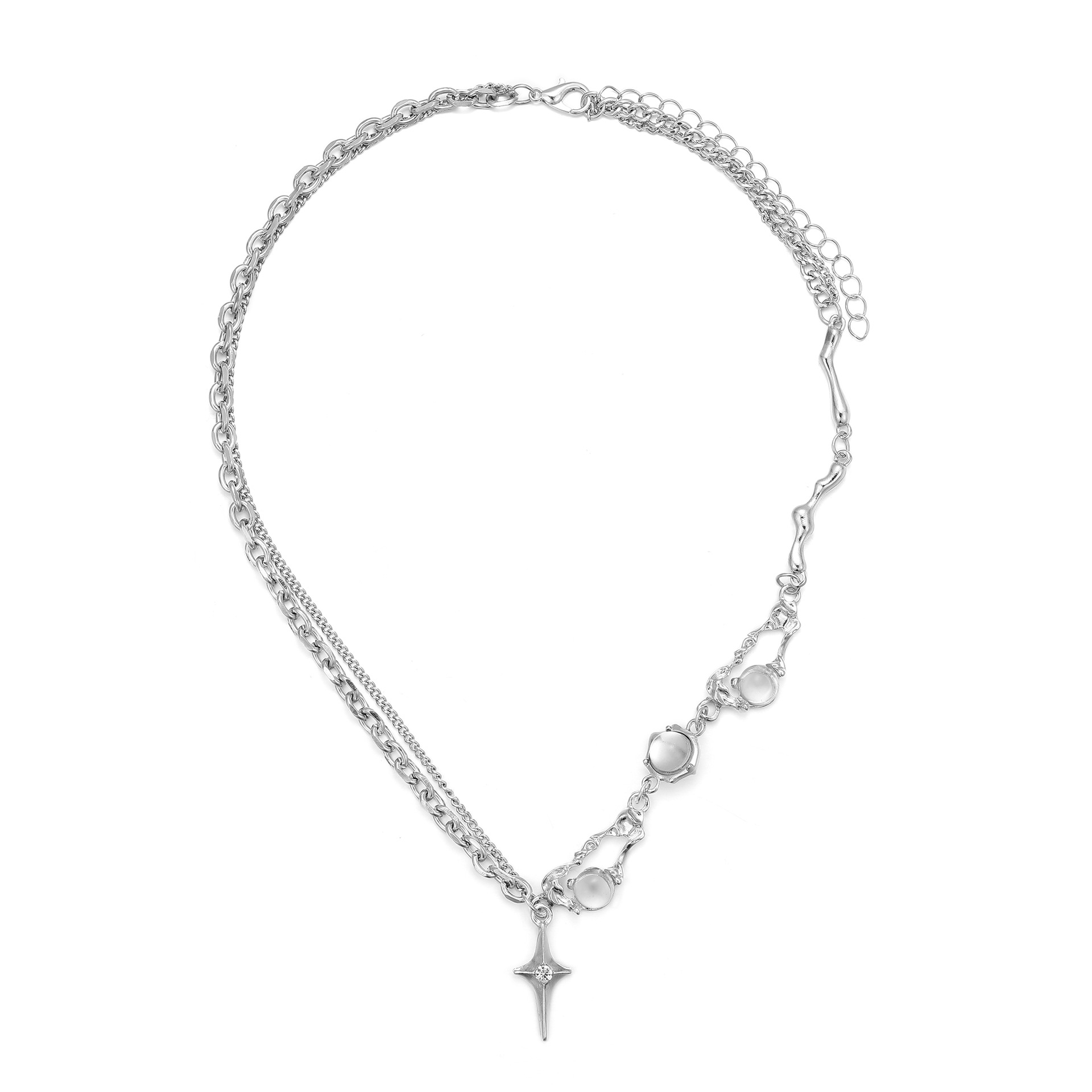 Layered Moonstone Star Necklace High-end Moonlight Clavicle Chain_voghion.com