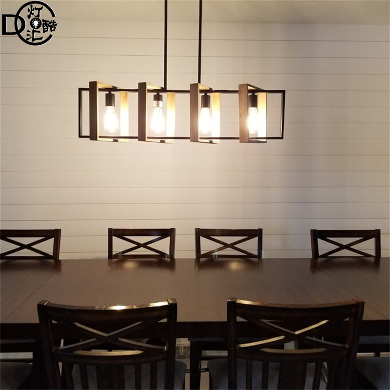 Amazon restaurante araña americana lámpara de mesa creativa estilo industrial retro isla lámpara de mesa lámpara de barra de hierro de madera maciza