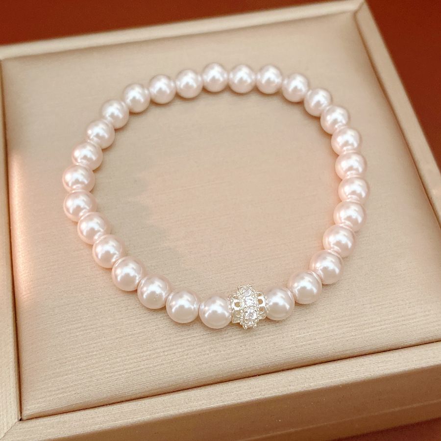 Elegante simple pulsera de perlas de piedra de silicio ligera pulsera de nicho de lujo alto temperamento al por mayor joyería de la mano
