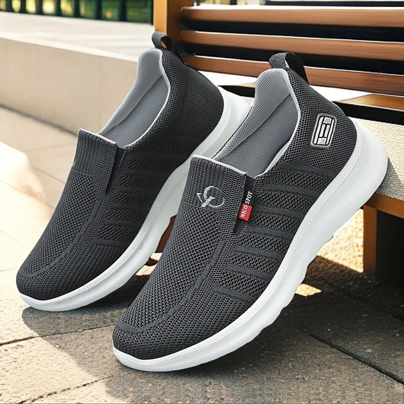 鞋子男一件代发休闲鞋秋季新款男鞋一脚蹬爸爸鞋轻便单鞋透气网鞋