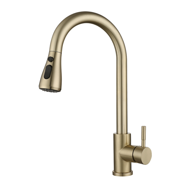 304 de acero inoxidable grifo de la cocina grifo de la inducción caliente y fría telescópica grifo cepillado Oro Negro Toque Grifo