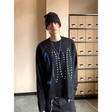 亚文化美式复古星星印花宽松百搭长袖T恤上衣打底男女秋季潮