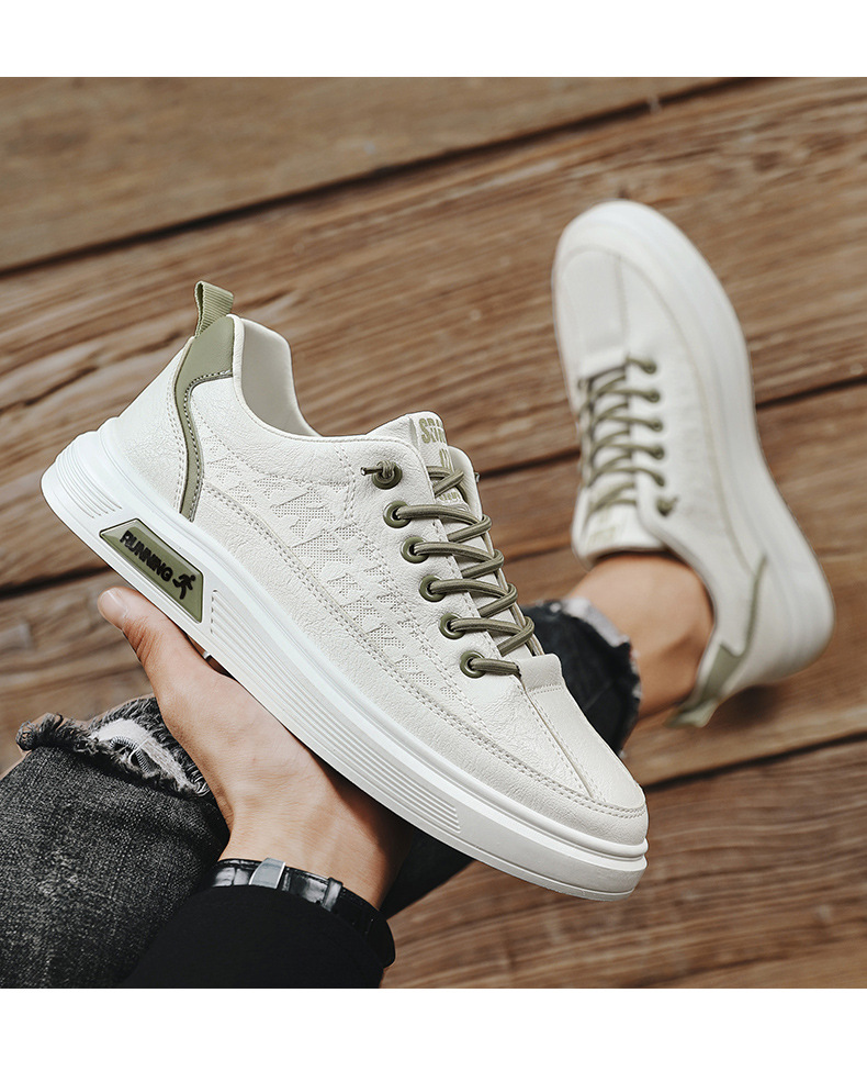 Herren Freizeitschuhe Weiß Flach Koreanischer Stil Sneaker_voghion.com