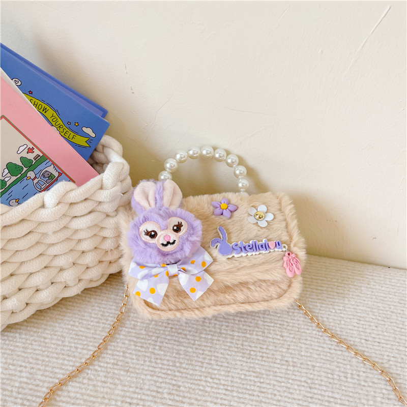 Chanel estilo princesa flor accesorios bolsa conejito bolso de hombro del niño Bolsa de felicitación de Año Nuevo estilo coreano bolsa de mensajero de los niños de dibujos animados