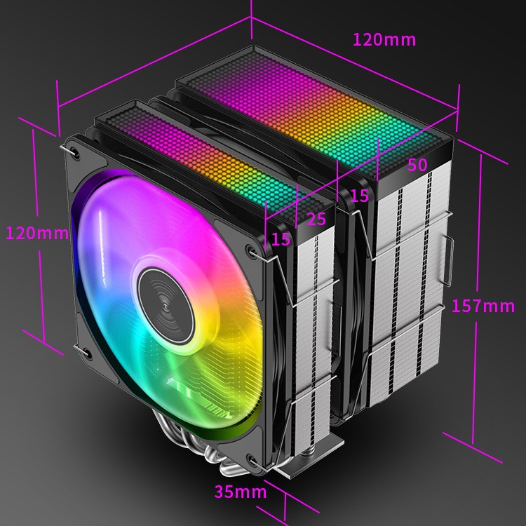 JIUSHARK nueve tiburones JF400D sin bloqueo de memoria CPU disipador de calor doble torre doble ventilador 4 tubos 13 generación AMD4PIN