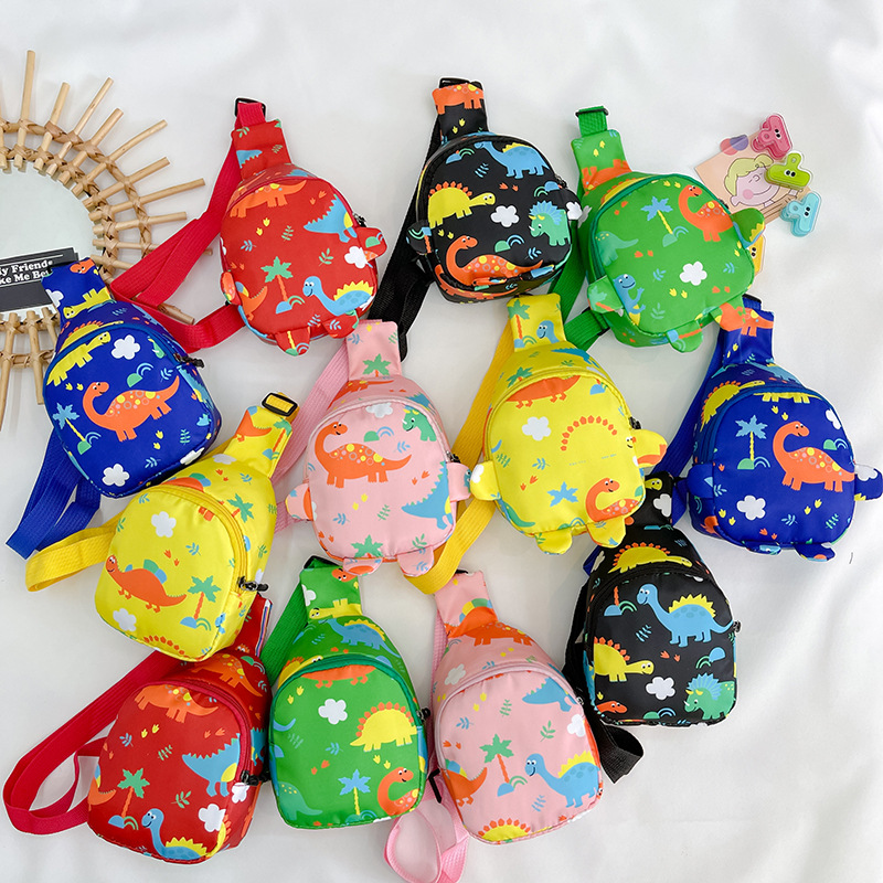 Bolso de pecho para niños 2022 primavera y verano nuevo bolso de hombro impreso de dibujos animados para niños y niñas lindo dinosaurio pequeño bolso de hombro moda