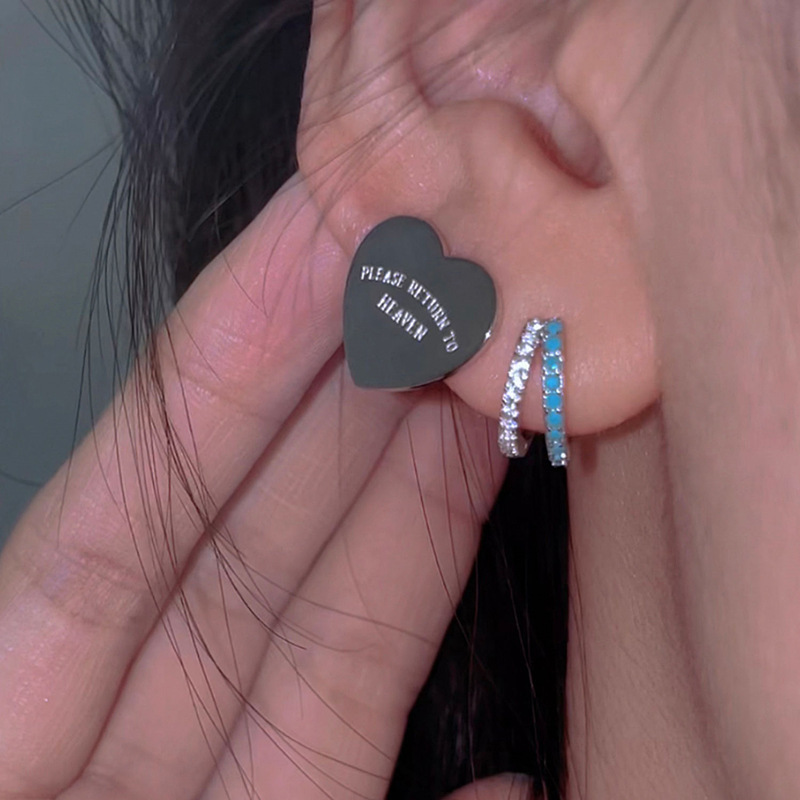 R316#双层蓝色耳扣