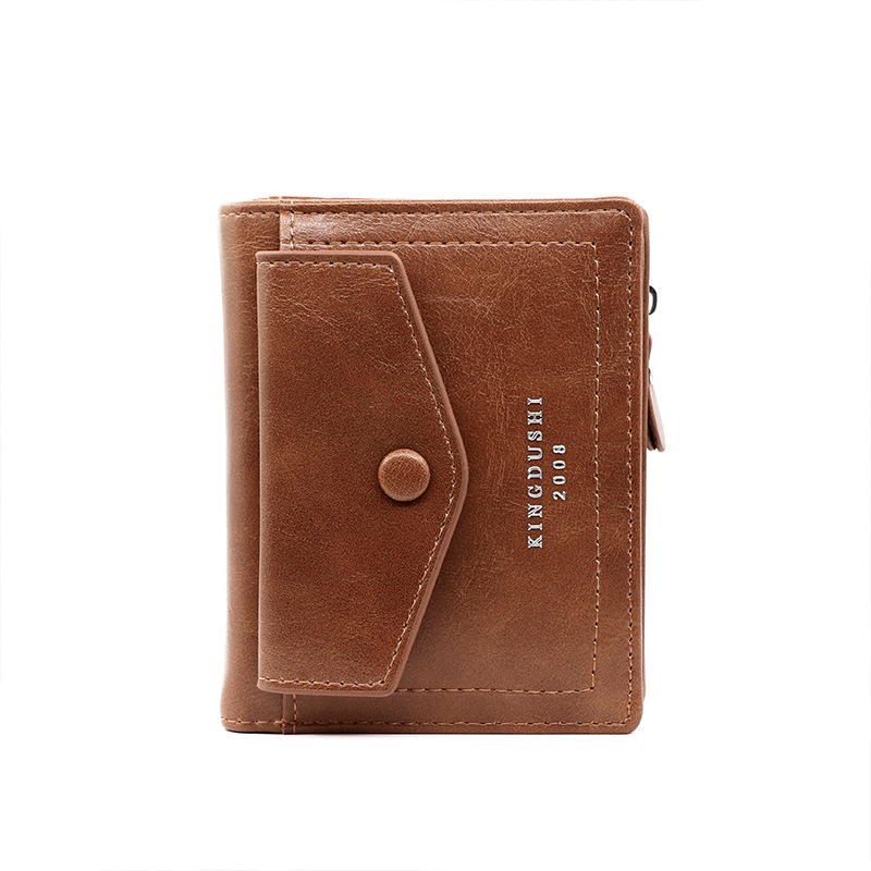 Cartera corta de los hombres casuales de Corea vertical multi-tarjeta de negocios cremallera clave billetera mini monedero de plata