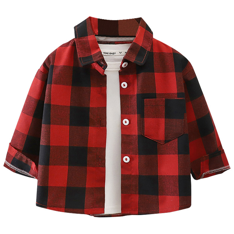 Camisas a cuadros para niños primavera y otoño nuevo estilo británico tendencia de niños con camisas de niños al por mayor