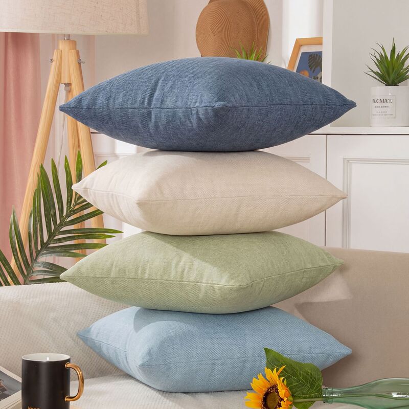 Solid Color Linen Sofa Throw Pillow with a High-End Feel, Plain Color Living Room Cushion, Home Bedside Pillow, Pillowcase Manufacturer Wholesale