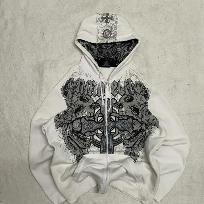 Cool Kids Hooded Jacket 2025 New Cross Ready-Made Hooded Cardigan Bow Print Versatile Hoodie Cool Kids Hooded Jacket 2025 New Cross Ready-Made Hooded Cardigan Bow Print Versatile Hoodie