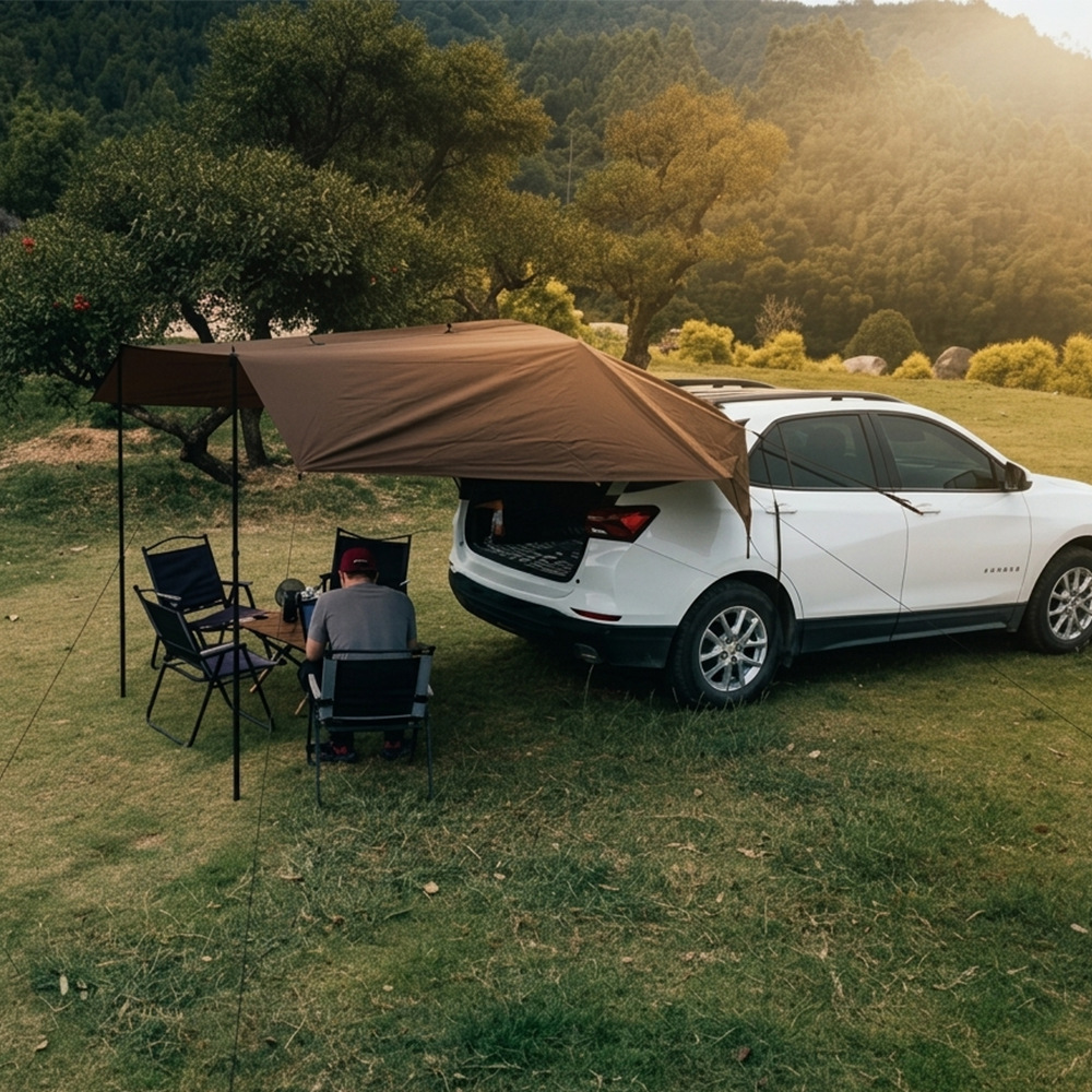 Factory Direct Sale 20D Nylon Lightweight Outdoor Camping Hiking Sunshade Shelter Car Side 19-Point Canopy Tarp